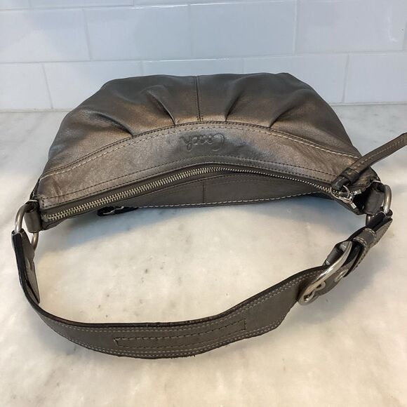 Coach Soho Hobo Pleated Graphite Metallic Leather Shoulder Bag - Picture 12 of 15